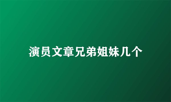 演员文章兄弟姐妹几个