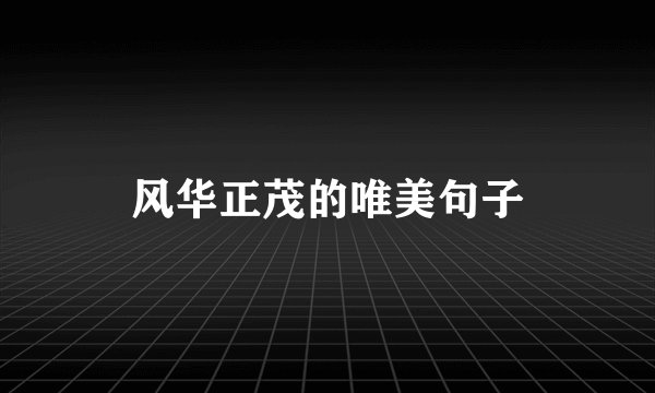 风华正茂的唯美句子