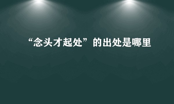 “念头才起处”的出处是哪里