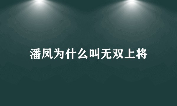 潘凤为什么叫无双上将