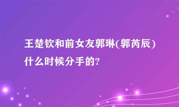 王楚钦和前女友郭琳(郭芮辰)什么时候分手的?