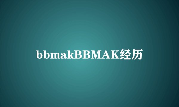 bbmakBBMAK经历