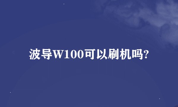 波导W100可以刷机吗?