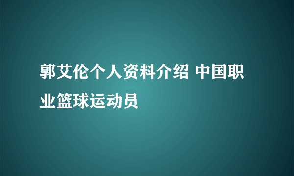 郭艾伦个人资料介绍 中国职业篮球运动员