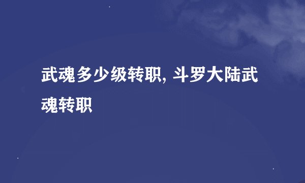 武魂多少级转职, 斗罗大陆武魂转职