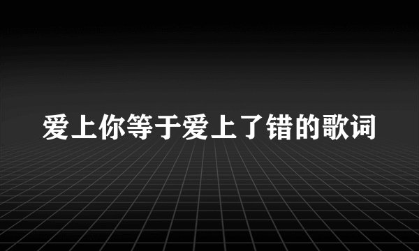 爱上你等于爱上了错的歌词