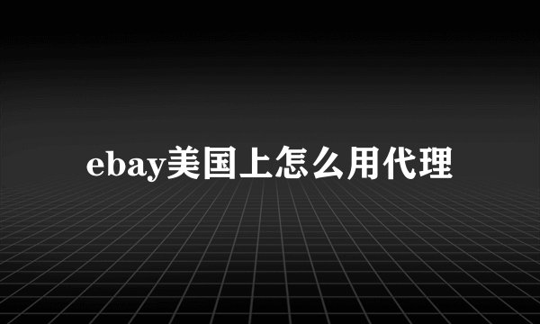 ebay美国上怎么用代理