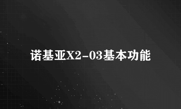 诺基亚X2-03基本功能