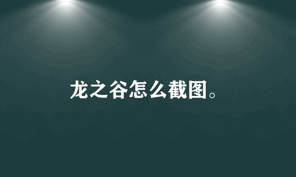 龙之谷怎么截图。