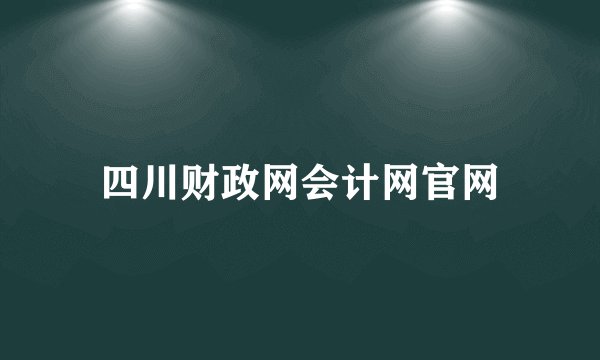 四川财政网会计网官网