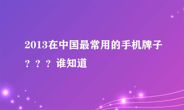 2013在中国最常用的手机牌子？？？谁知道