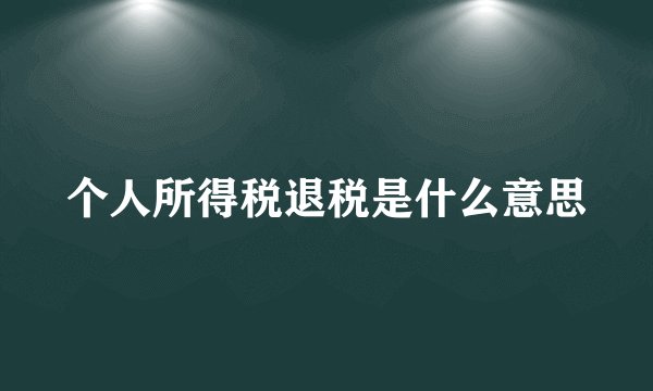 个人所得税退税是什么意思