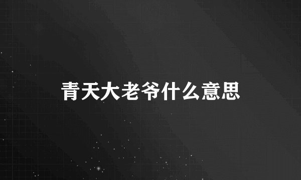 青天大老爷什么意思
