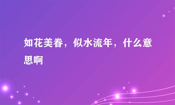 如花美眷，似水流年，什么意思啊