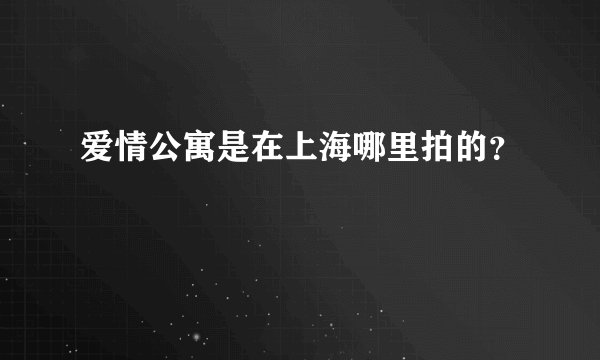 爱情公寓是在上海哪里拍的？