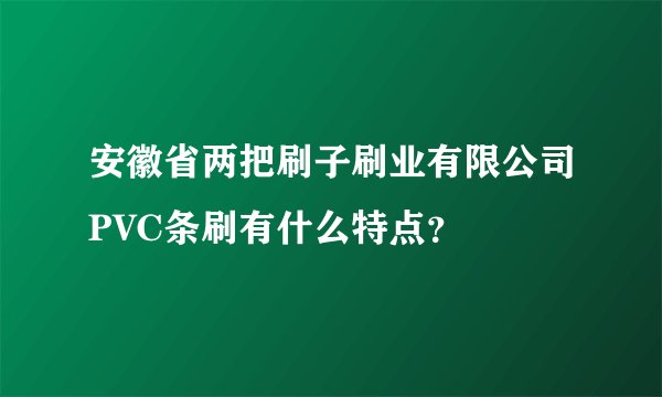 安徽省两把刷子刷业有限公司PVC条刷有什么特点？