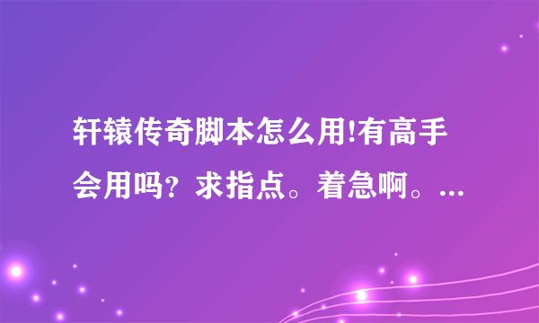 轩辕传奇脚本怎么用!有高手会用吗？求指点。着急啊。困的要睡...