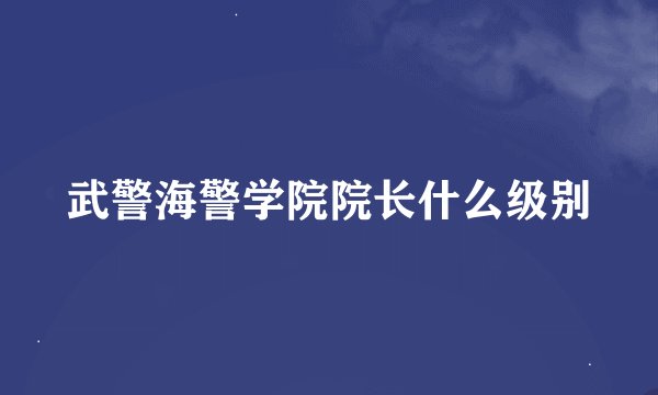 武警海警学院院长什么级别