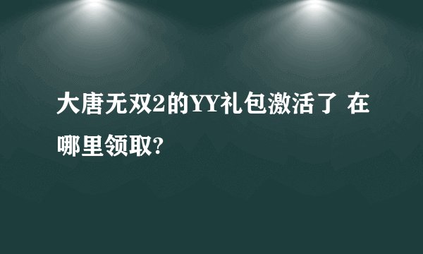 大唐无双2的YY礼包激活了 在哪里领取?