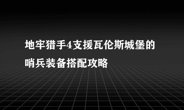地牢猎手4支援瓦伦斯城堡的哨兵装备搭配攻略