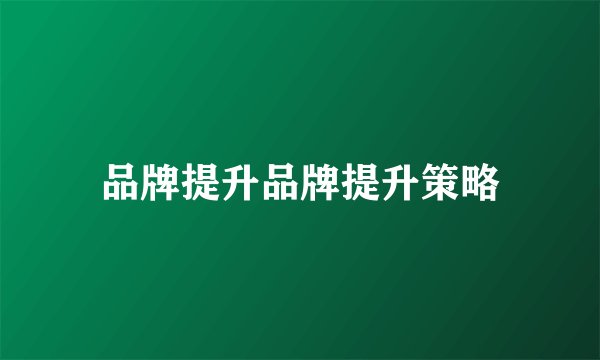 品牌提升品牌提升策略