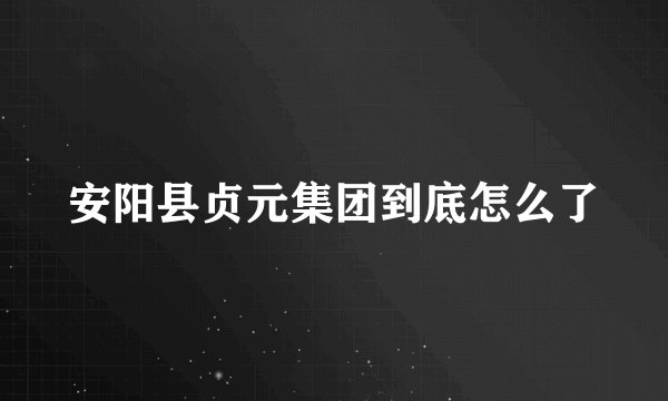 安阳县贞元集团到底怎么了