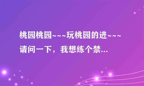 桃园桃园~~~玩桃园的进~~~请问一下,我想练个禁卫的号,那么怎么加点??具体看下面~~