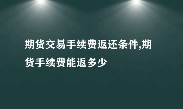 期货交易手续费返还条件,期货手续费能返多少