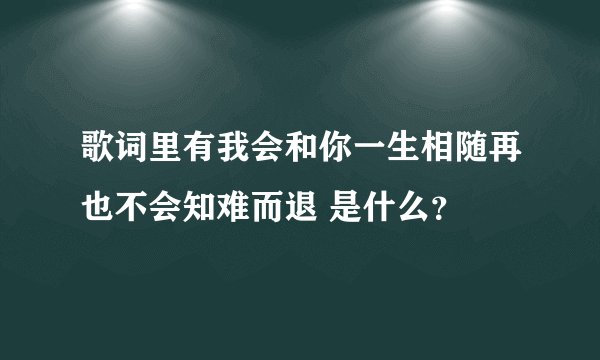 歌词里有我会和你一生相随再也不会知难而退 是什么？