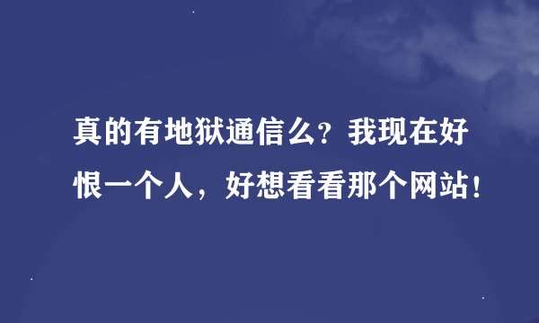 真的有地狱通信么？我现在好恨一个人，好想看看那个网站！