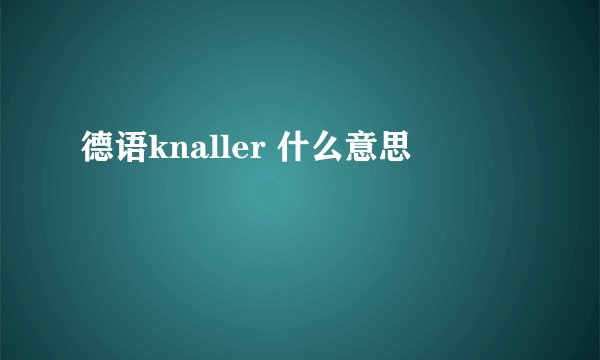 德语knaller 什么意思