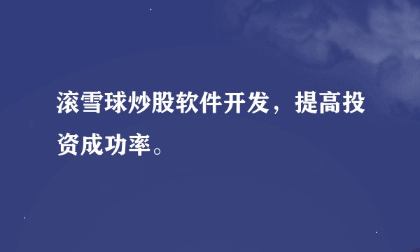 滚雪球炒股软件开发，提高投资成功率。