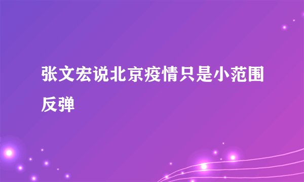 张文宏说北京疫情只是小范围反弹