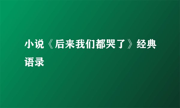 小说《后来我们都哭了》经典语录