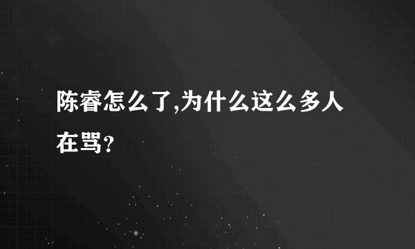 陈睿怎么了,为什么这么多人在骂？