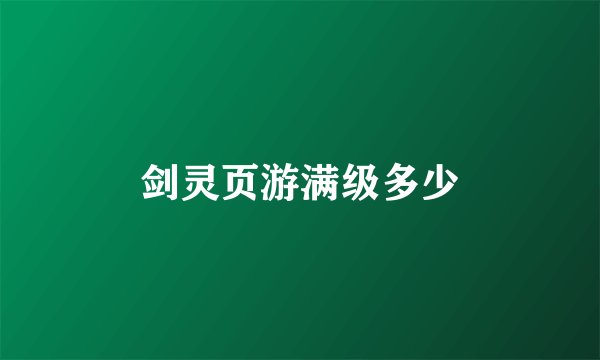 剑灵页游满级多少