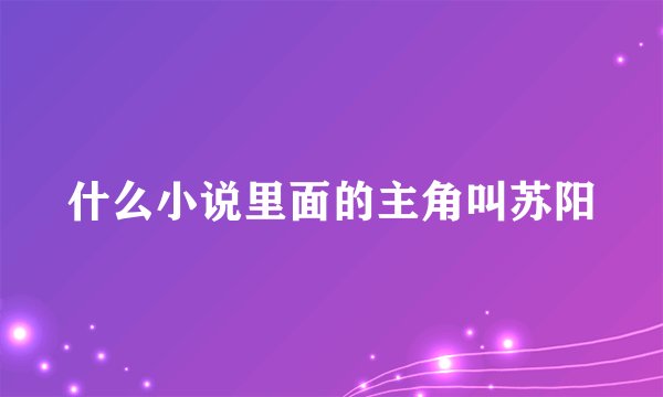 什么小说里面的主角叫苏阳