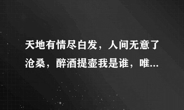 天地有情尽白发，人间无意了沧桑，醉酒提壶我是谁，唯有冬雪赃寒心！出自何处？如何解释？
