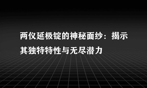 两仪延极锭的神秘面纱：揭示其独特特性与无尽潜力