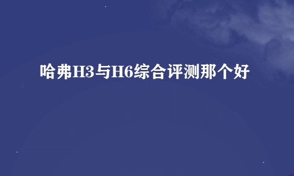 哈弗H3与H6综合评测那个好