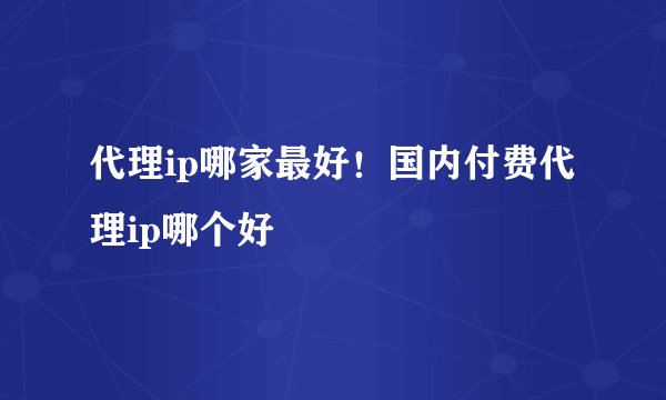 代理ip哪家最好！国内付费代理ip哪个好