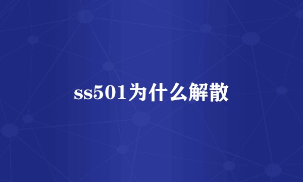 ss501为什么解散