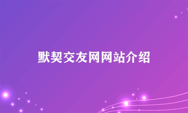 默契交友网网站介绍