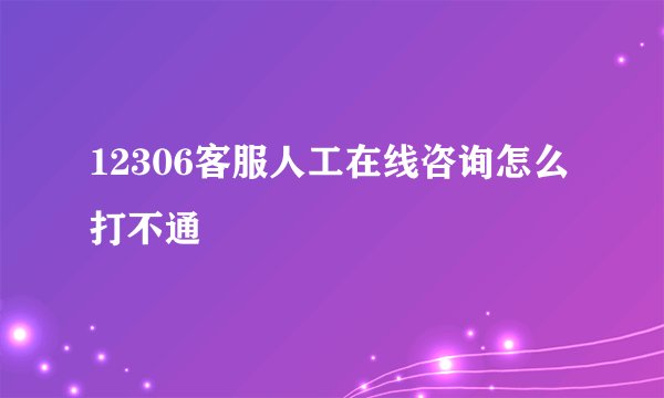 12306客服人工在线咨询怎么打不通