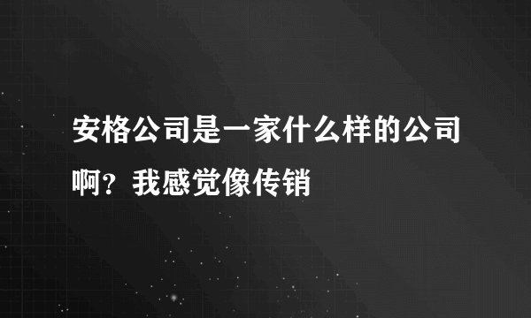 安格公司是一家什么样的公司啊?我感觉像传销