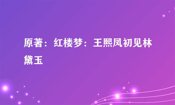 原著：红楼梦：王熙凤初见林黛玉