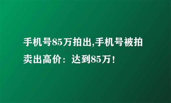 手机号85万拍出,手机号被拍卖出高价:达到85万!