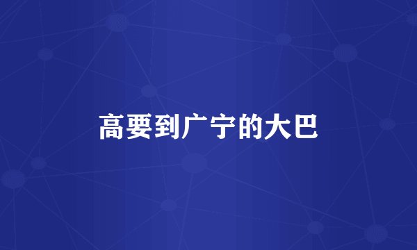 高要到广宁的大巴