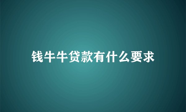 钱牛牛贷款有什么要求