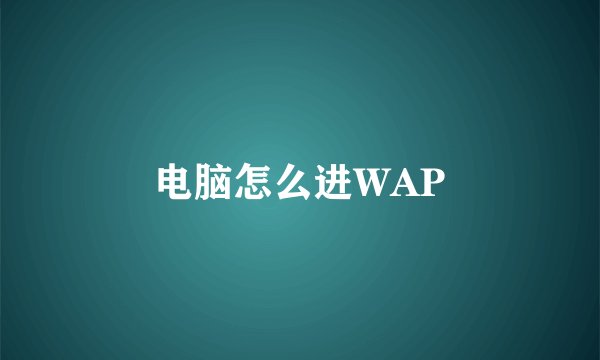 电脑怎么进WAP